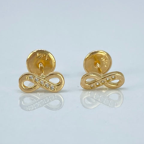 Topos Infinito Circones Blancos Oro amarillo 18k 0,75 Gr / 8 mm †
