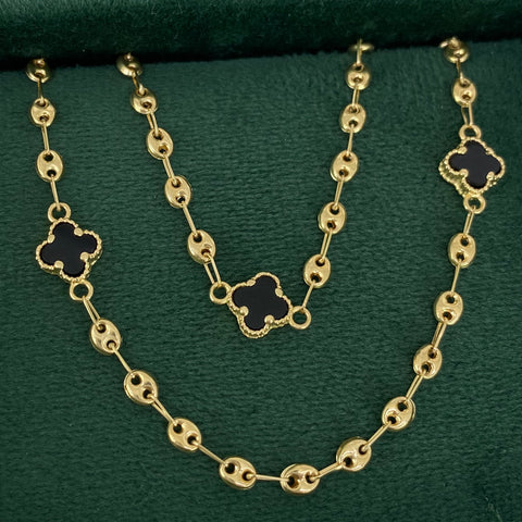 Cadena GC Trebol Negro Oro amarillo 18k 6,55 Gr / 3,3 mm / 45 Cm