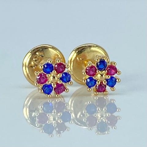 Topos Flor Circones Azul Fucsia Oro amarillo 0,6 Gr / 5 mm