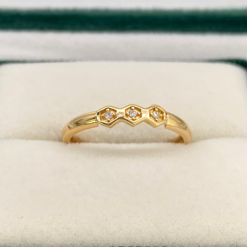 Anillo Circones Blancos Oro amarillo 18k / Talla 5 / 0,88 Gr *