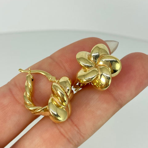 Candongas ● Flor Entorchadas Oro amarillo 18k +3 / 3 Gr / 2 Cm *