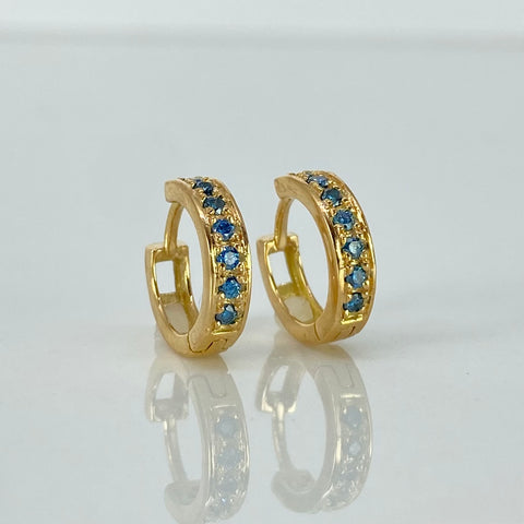 Candongas Huggys 14 Diamantes Azules 20PTS Oro amarillo 2,3 Gr / 1,2 Cm