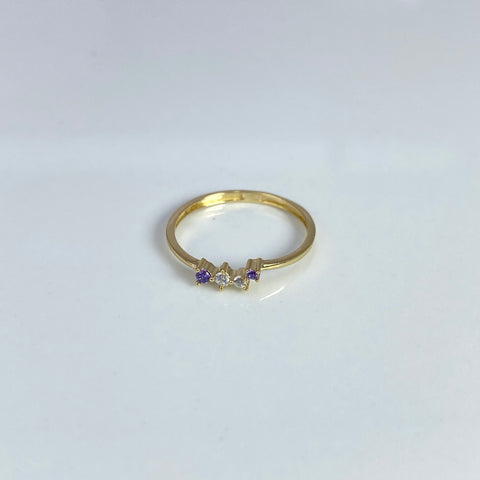 Anillo Circones Blancos Oro amarillo 18k / Talla 5 3/4 / 0,99 Gr
