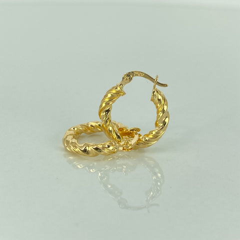 Candongas Entorchadas Lineas Dobles Oro amarillo 18k 1,7 Gr / 1,8 Cm  *