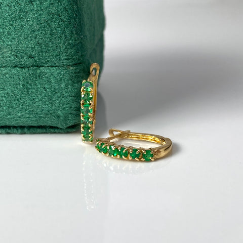 Candongas Esmeraldas Oro amarillo 18k 2,78 Gr / 2 Cm *