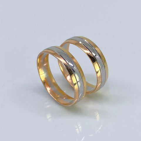 Anillo Argollas 3 Lineas POR FABRICACIÓN Tres oros 18k / Talla 7 / 10 Gr *