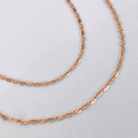 Cadena ● Plana Diamantada Tres oros 18k 2 Gr / 1,2 mm / 50 Cm
