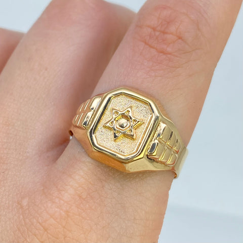 Anillo Sello Estrella De David Oro amarillo 18k / Talla 12 / 4,3 Gr