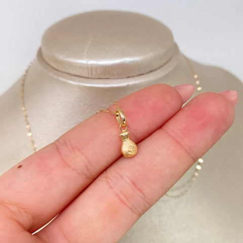 Set Cadena  Crispeta + Dije Bolsa Dinero Oro amarillo 18k +1 / 0,7 Gr / 1 mm / 50 Cm *