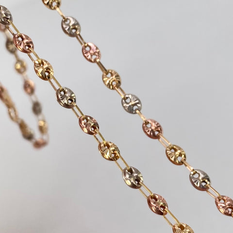 Cadena GC Diamantado Tres oros 5,60 Gr / 3,3 mm / 45 Cm †