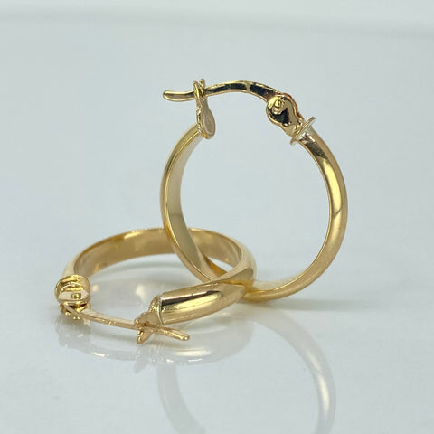 Candongas Semi Planas Oro amarillo 18k 1,8 Gr / 2,1 Cm  *