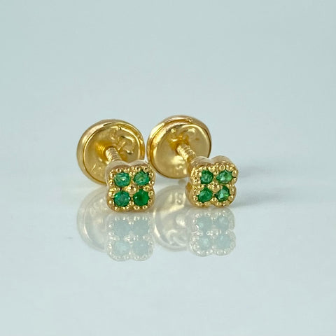 Topos Trebol Esmeraldas 6PTS Oro amarillo 0,94 Gr