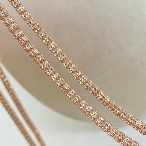 Cadena ● Punto Cuadrado Oro blanco y Oro rosa 18k +3 / 23,50 Gr / 3,3 mm / 65 Cm