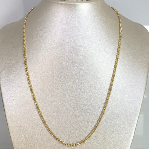 Cadena Italy Punto Cuadrado Oro amarillo y Oro blanco 18k +3 / 9,34 Gr / 2,6 mm / 50 Cm *
