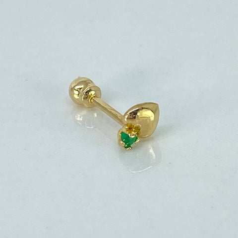 Piercing Corazon Esmeralda / Oro Amarillo 18k (Joya) / 4.5mm / 0,35gr / 1.2cm / (Oreja) †