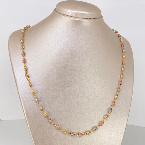 Cadena Rustico Eslabones Diamantados Tres oros 8,10 Gr / 4,2 mm / 60 Cm