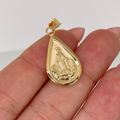 Dije Virgen Milagrosa Lagrima Oro amarillo 18k 1,3 Gr / 3,3 Cm