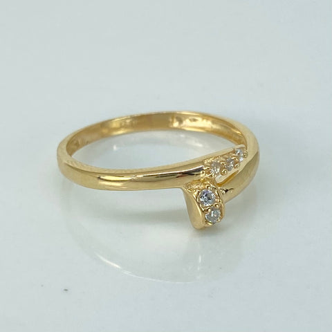 Anillo Clavo CT Circones Blancos Oro amarillo 18k / Talla 7 / 1,7 Gr *