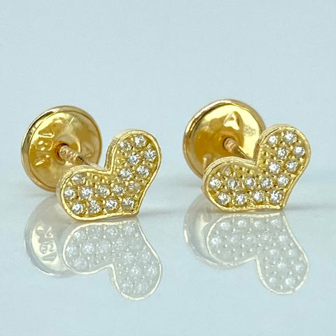 Topos Corazon Circones Blancos Oro amarillo 18k 0,71 Gr / 7 mm †