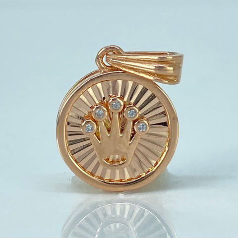 Dije Corona RX Circones Blancos Oro rosa 1,65 Gr / 2 Cm *
