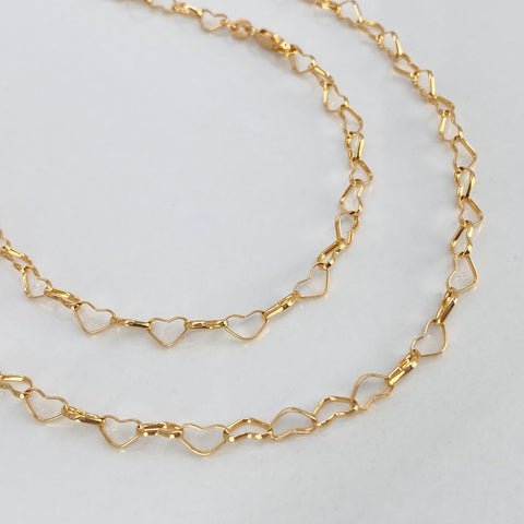 Cadena ● Corazon Seguido Oro amarillo 18k +3 / 6,5 Gr / 4 mm / 50 Cm *