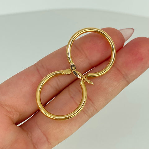 Candongas Lisas Oro amarillo 18k 2 Gr / 2,5 Cm