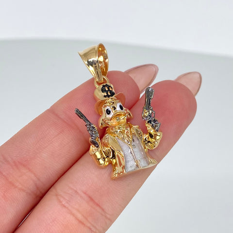 Dije Caricatura Pato Oro amarillo y Oro blanco 5,13 Gr / 3,5 Cm