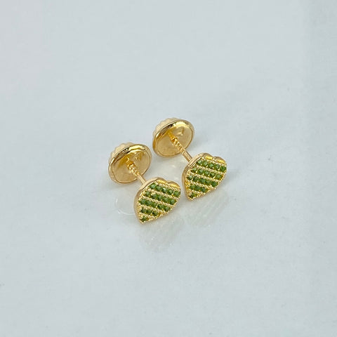 Topos Corazon Circones Verdes Oro amarillo 0,85 Gr / 6 mm *