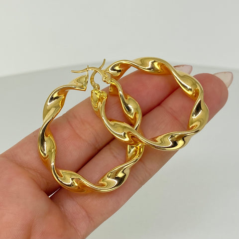 Candongas Melcochas Oro amarillo 18k 6,7 Gr / 4,3 Cm
