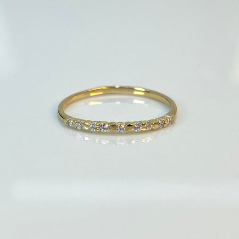 Anillo Circones Blancos Oro amarillo 18k / Talla 6 / 0,87 Gr *