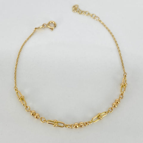 Pulso ● Clip Bolas Lisas Aro Seguido Oro amarillo 18k +3 / 2,95 Gr / 2,5 mm / 17,5 Cm