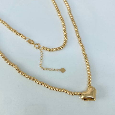 Cadena ● Bolas Diamantadas ESP Corazon Oro amarillo 18k +3 / 3,55 Gr / 2,5 mm / 42 Cm