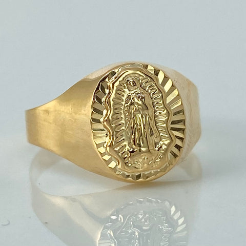 Anillo Sello Virgen Guadalupe Oro amarillo 18k / Talla 8 1/2 / 1,92 Gr