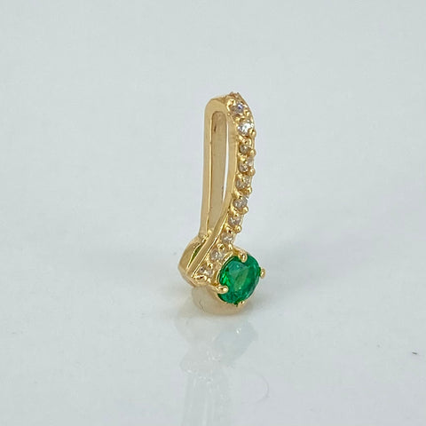 Dije 10PTS Esmeralda / 10 Diamantes 5PTS Oro amarillo 18k 0,65 Gr / 1,5 Cm / 3 mm *