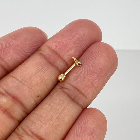 Piercing Corazon Esmeralda / Oro Amarillo 18k (Joya) / 4.5mm / 0,35gr / 1.2cm / (Oreja) †