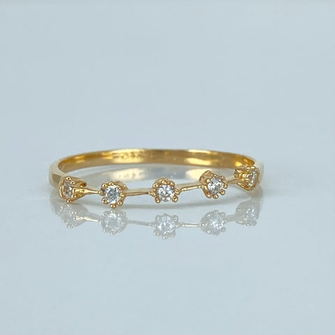 Anillo Circones Blancos Oro amarillo 18k / Talla 7  / 1,05 Gr *