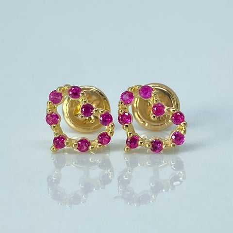 Topos Corazon Circones Fucsias Oro amarillo 0,95 Gr / 8,5 mm *