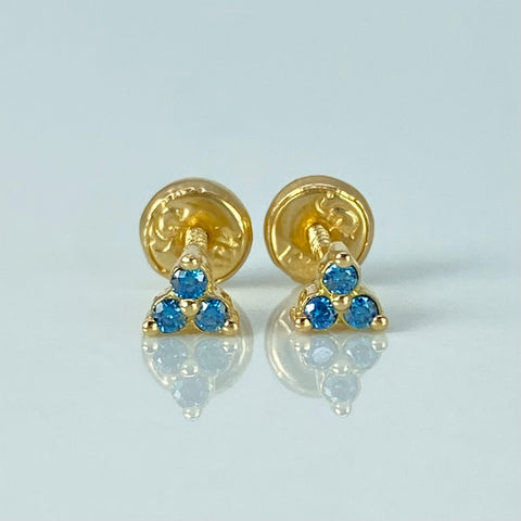 Topos Flor Diamantes Azules 8PTS Oro amarillo 1 Gr / 4 mm *