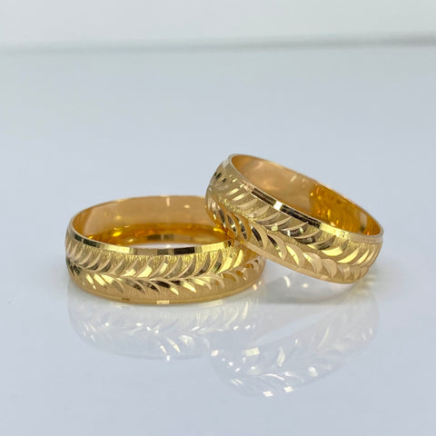 Anillo Argollas Diamantadas Espigas POR FABRICACIÓN Oro amarillo 18k / Talla 7 / 10 Gr *