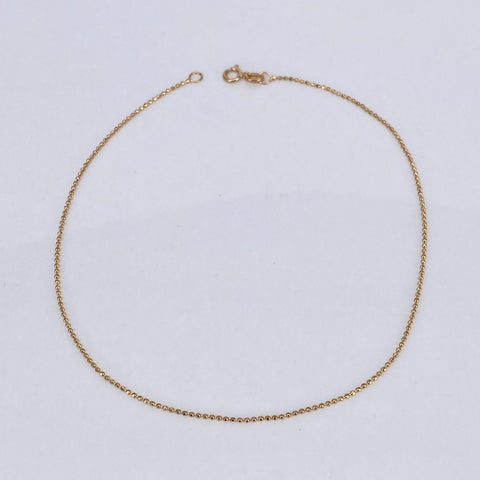 Tobillera ● Mini Militar Diamantada Oro amarillo 18k +3 / 1,05 Gr / 0,6 mm / 25,5 Cm *