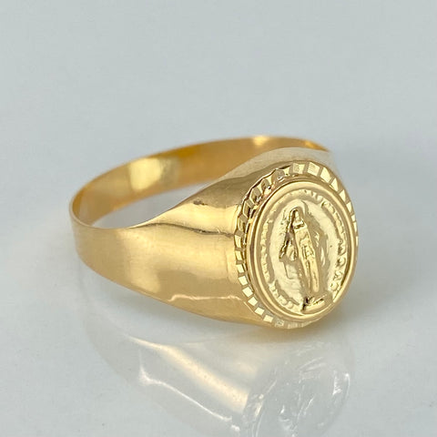 Anillo Sello Virgen Milagrosa Oro amarillo 18k / Talla 8 3/4 / 2,05 Gr †