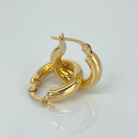 Candongas Redondas Lisas Oro amarillo 18k 2,82 Gr / 2 Cm  *