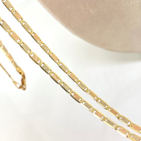 Cadena ● Escalera Plana Diamantada Tres oros 18k 9,21 Gr / 2,7 mm / 60 Cm *