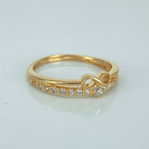 Anillo Churumbela Circones Blancos Infinito Oro amarillo 18k / Talla 6 1/2 / 2,2 Gr *