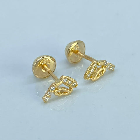 Topos Silueta Virgen Maria Circones Blancos Oro amarillo 18k 0,75 Gr / 4,5 mm  *