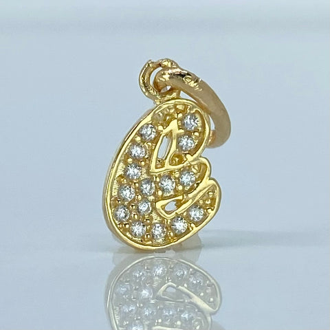 Dije Letra E Circones Blancos Oro amarillo 0,8 Gr / 1,6 Cm *