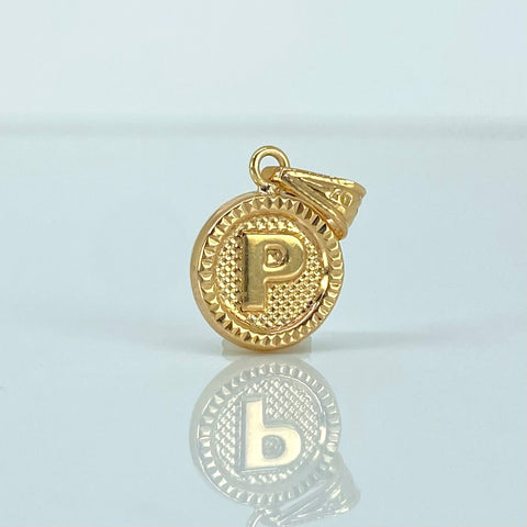 Dije Letra P Diamantada Oro amarillo 18k 0,77 Gr / 1,8 Cm  *