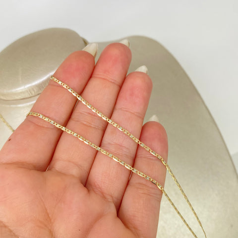 Cadena ● Escalera Plana Diamantada Tres oros 18k 2,15 Gr / 1,5 mm / 50 Cm †