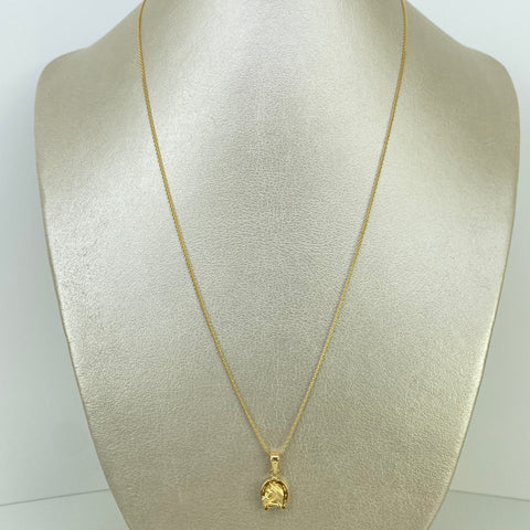 Set Cadena ● Mini China + Dije Herradura Caballo Oro amarillo 18k 2,4 Gr / 1,2 mm / 50 Cm *