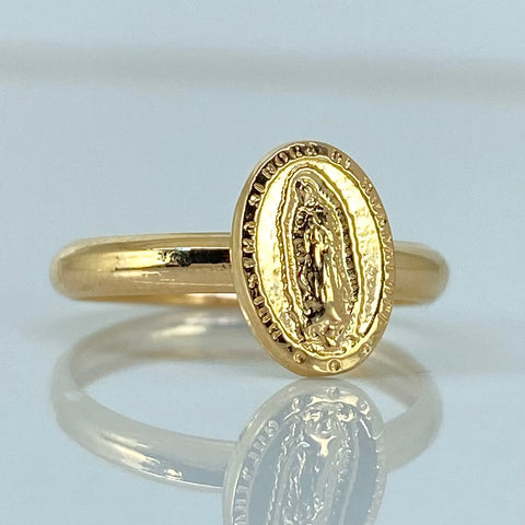 Anillo Virgen Guadalupe Oro amarillo 18k / Talla 5 3/4 / 1 Gr *